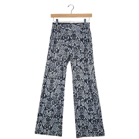 Iman Vacation Pants Navy Gold Wide Leg Pull On Boho Lounge Resortwear Size XS - Picture 1 of 7